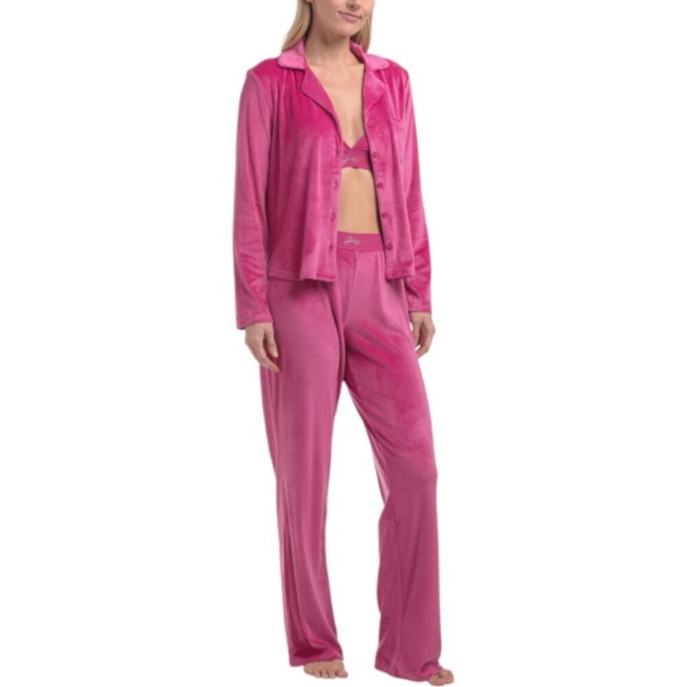 Juicy Couture XL Pink Velour Pajama Set Women Bling
